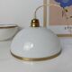 Set of 2 half-spherical opaline brass globes