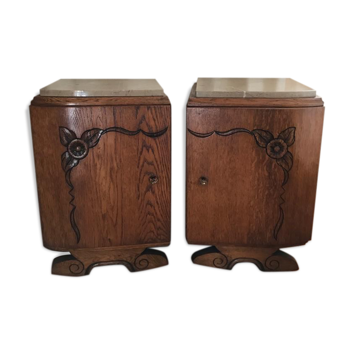 Set of 2 art deco-style bedside tables