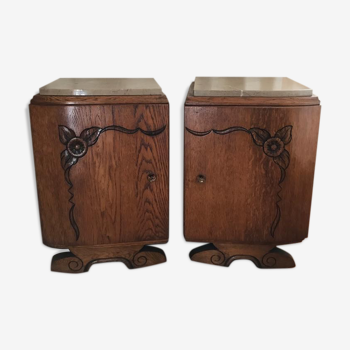 Set of 2 art deco-style bedside tables