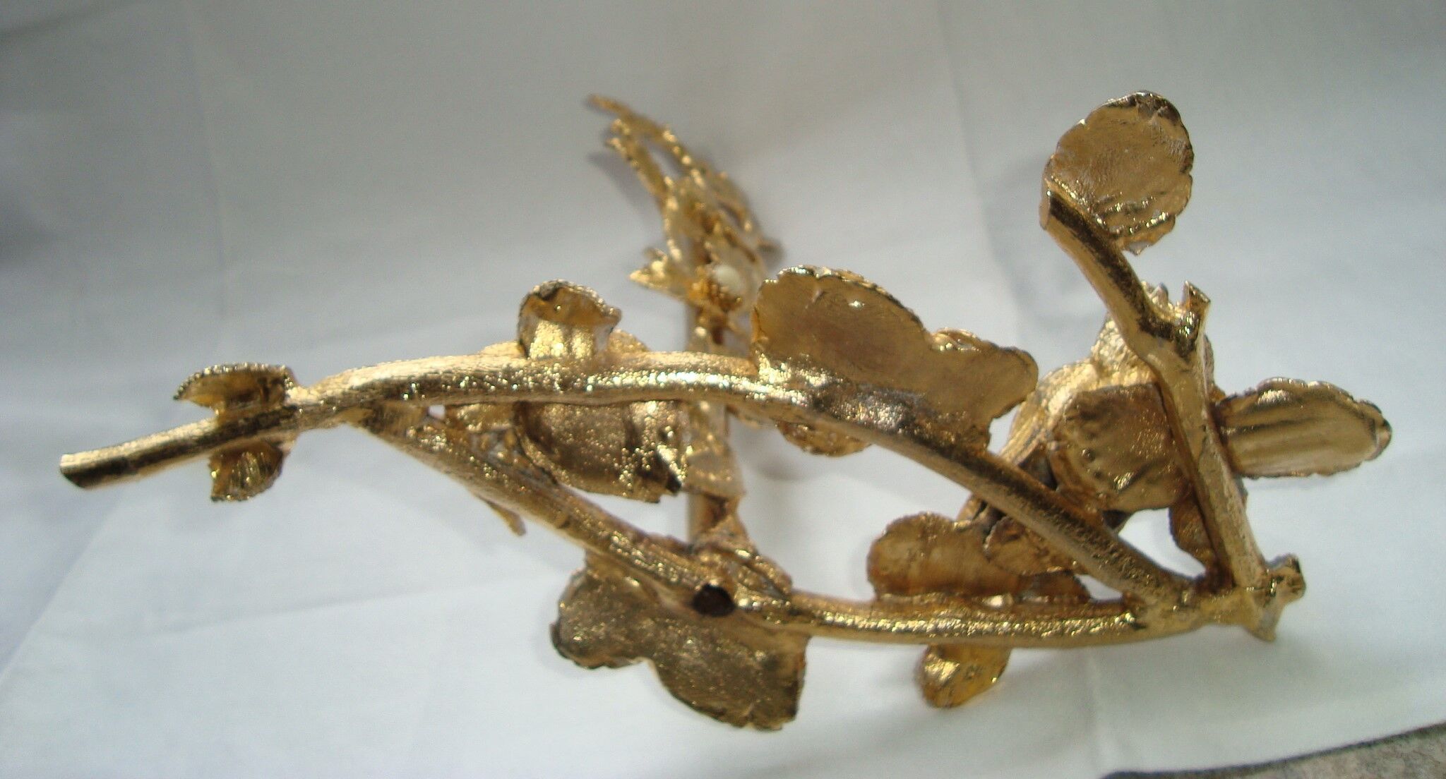 Lamp foot Régis Dho Fondica bronze gilded bird foliage insects