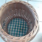 Old rattan basket. round with 2 rope handles.