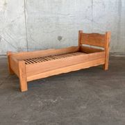 Solid oak children's bed, France, vintage 1960s