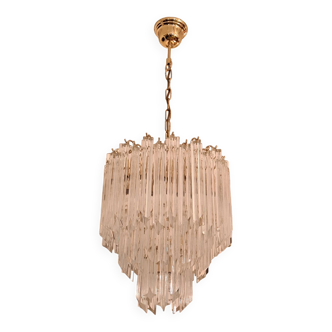 Venini chandelier in murano crystal and brass