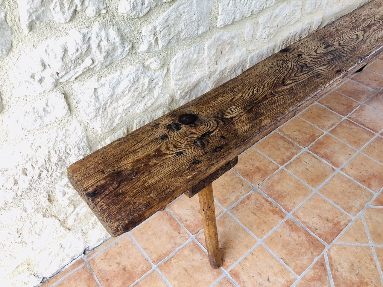 Oak farmhouse bench, circa 40's /50's