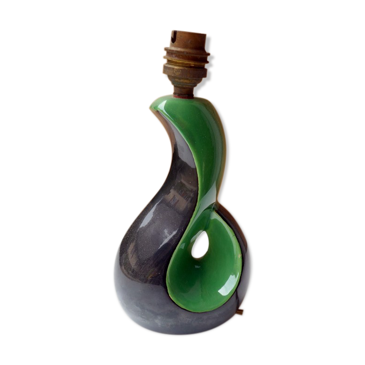 Vintage green and black ceramic lamp foot