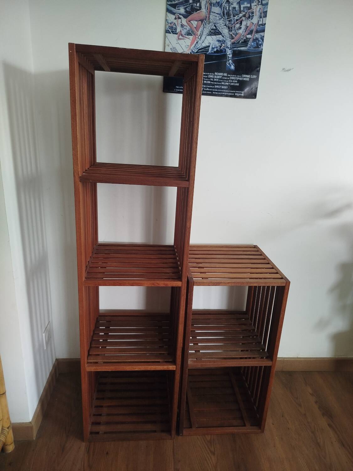 Lovely pair of vintage teak shelves, 1970s