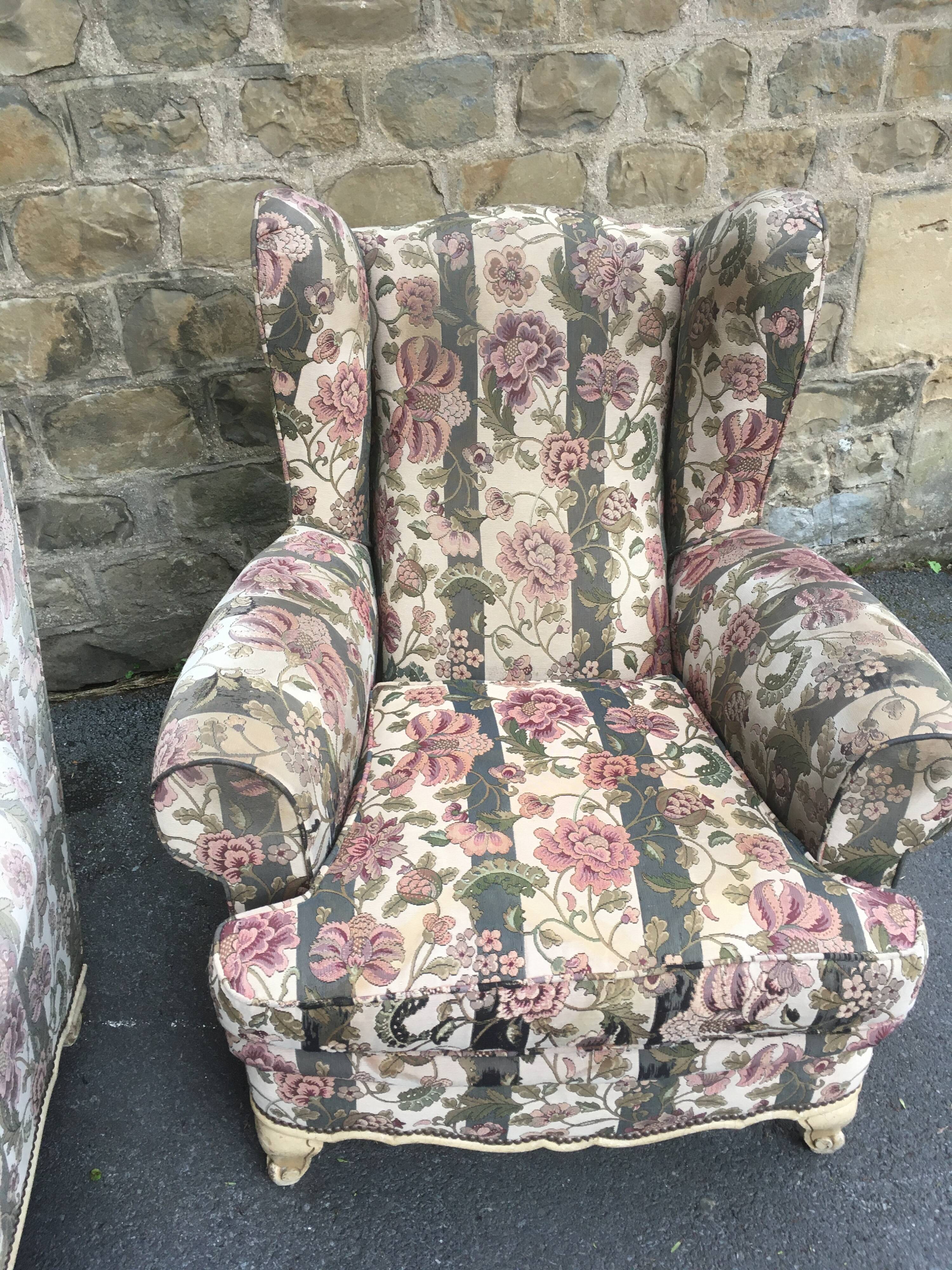Pair of English style armchairs