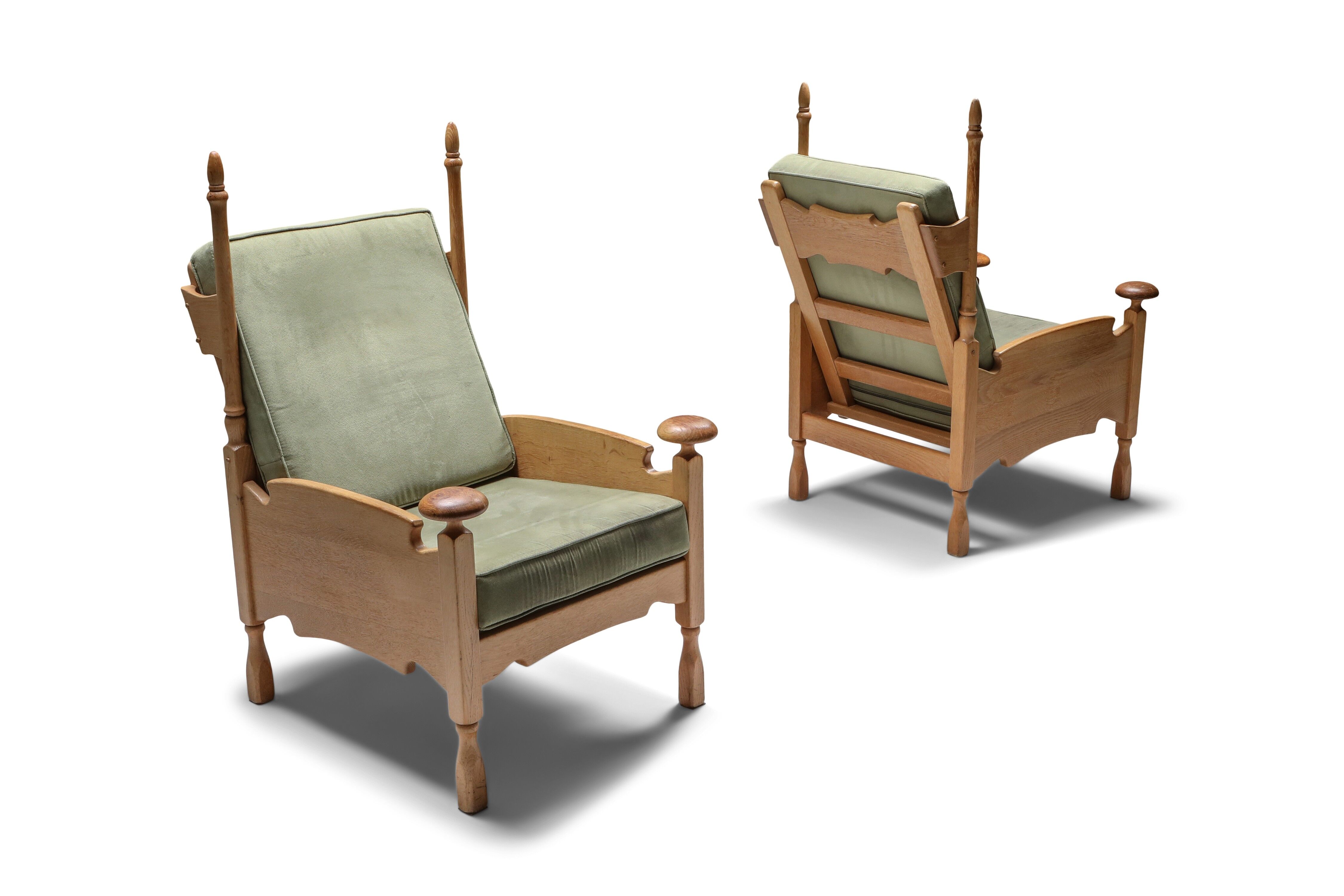Throne long chairs in natural oak - 1950s