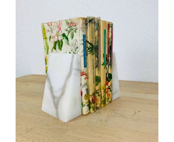 Pair of greenhouse books alabaster white marble