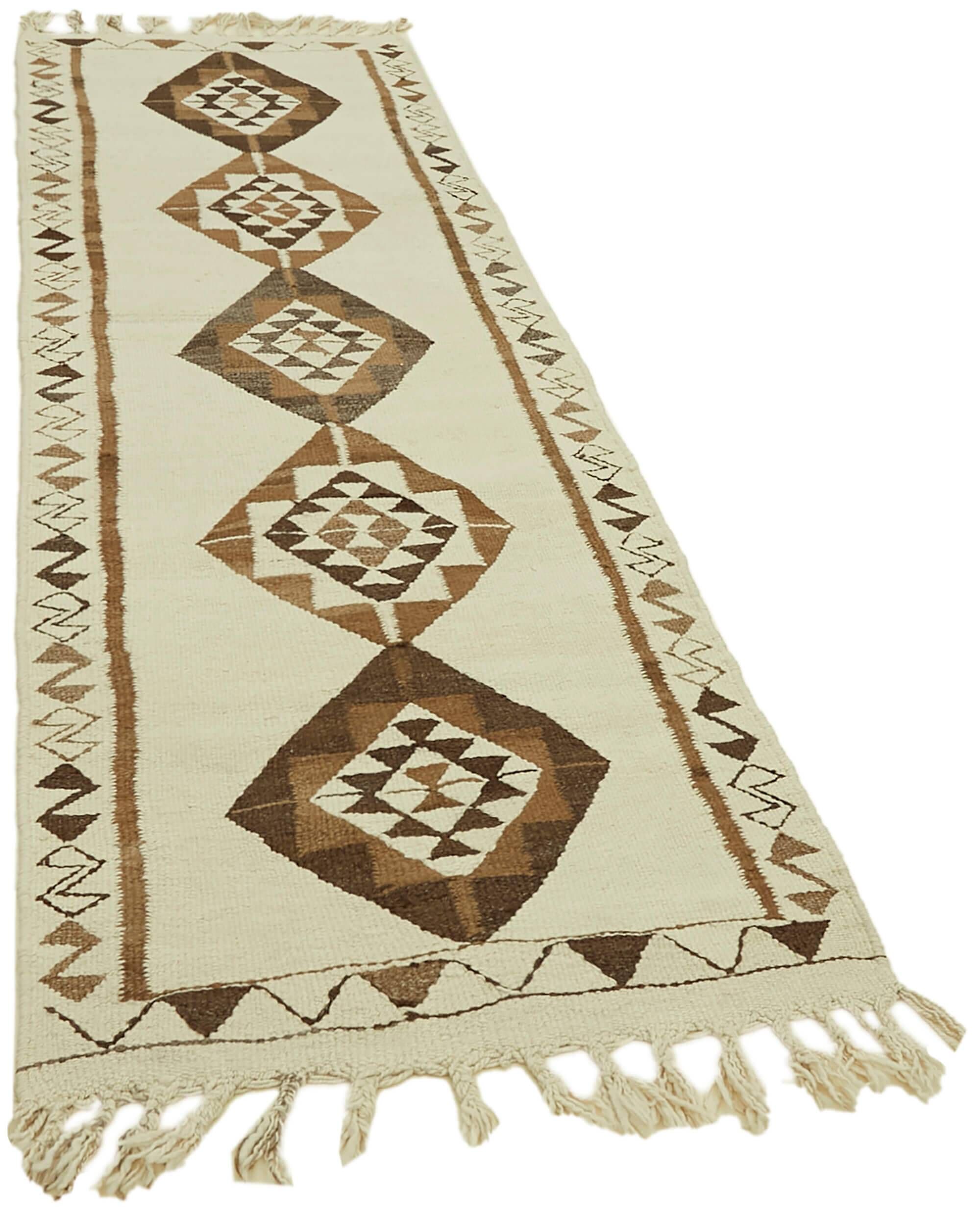 Turkish Handwoven Vintage Herki Kilim 96 cm x 290 cm