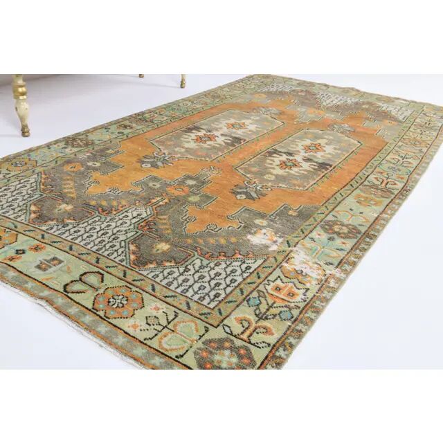 Vintage Turkish Oushak Handmade Wool Rug 117x231