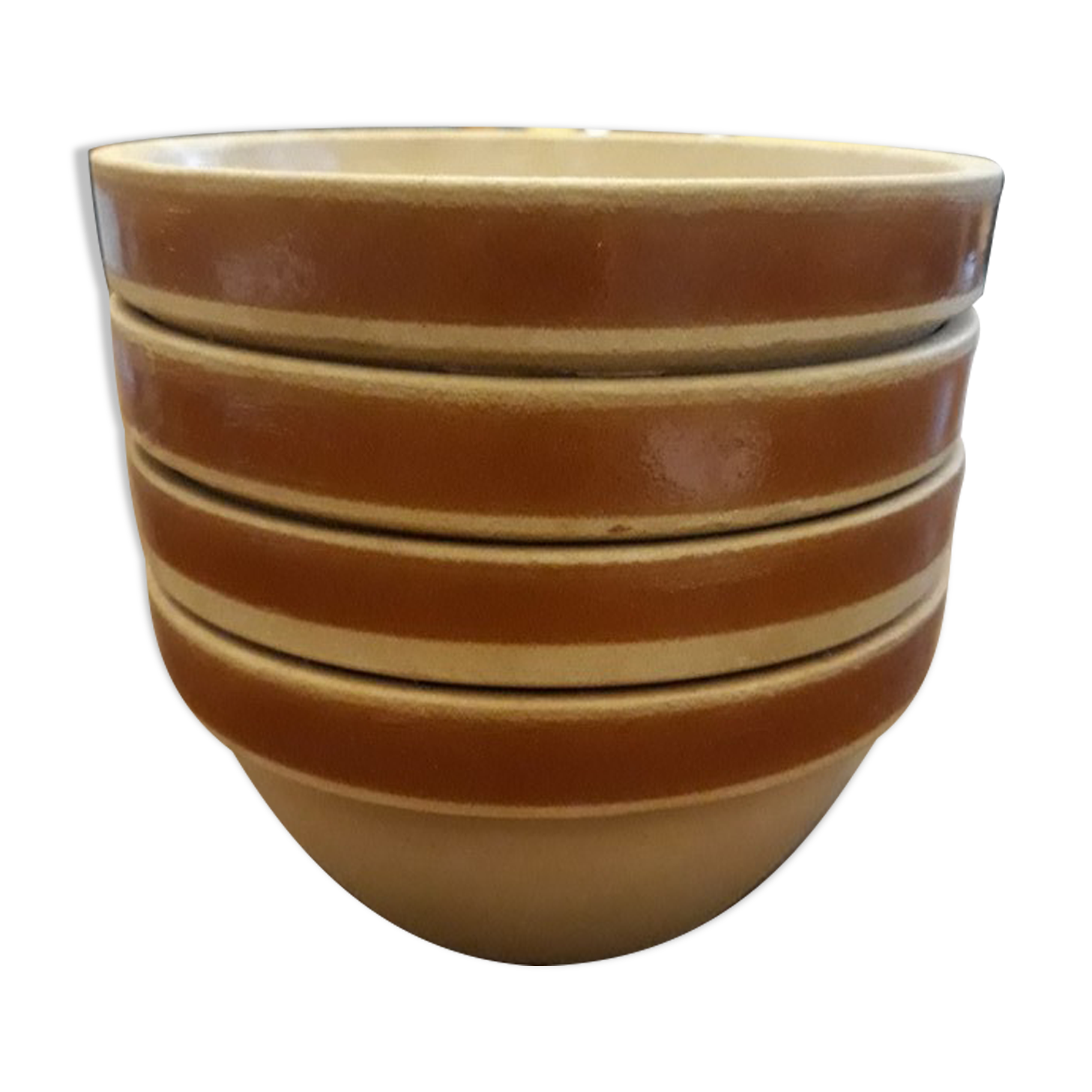 Set of 4 stoneware ramekins Gien, 80s