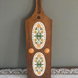 Vintage cheese board in wood and earthenware