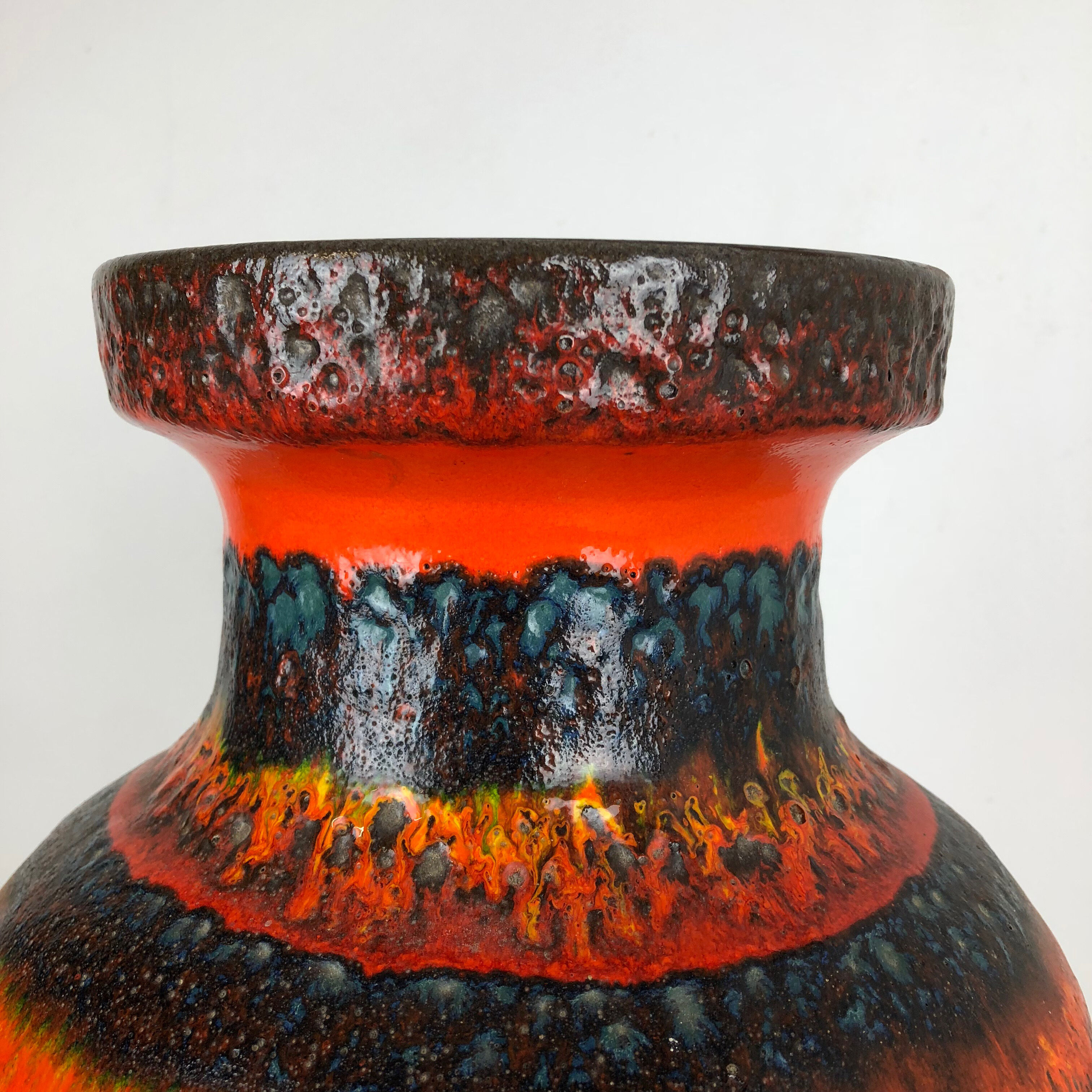 Multi-Color Pottery Fat Lava Multi-Color Floor Vase Made by Scheurich, Germany 1970s