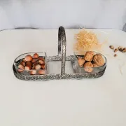 Louis XVI style table servant for hors d'oeuvres in silver-plated metal and glass.