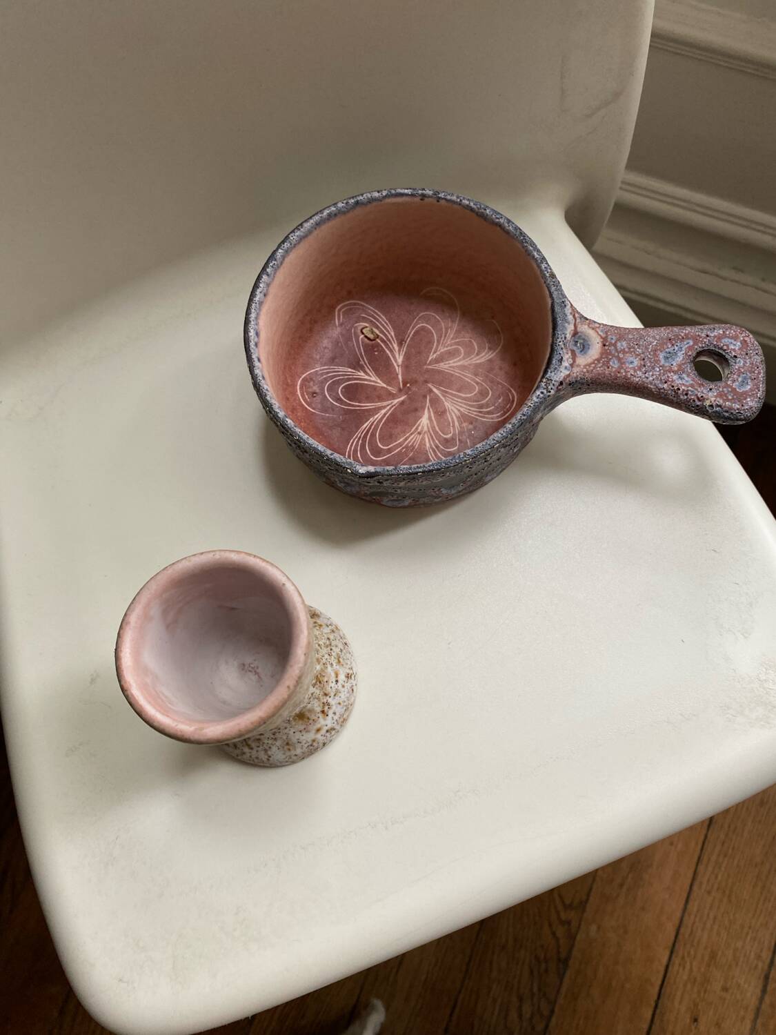 Egg cup and fondue pot