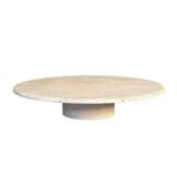 Large travertine round coffee table by Up & Up, Italy 1970s