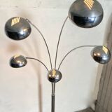 Space Age 5-arm floor lamp in chrome and marble, 1970-80
