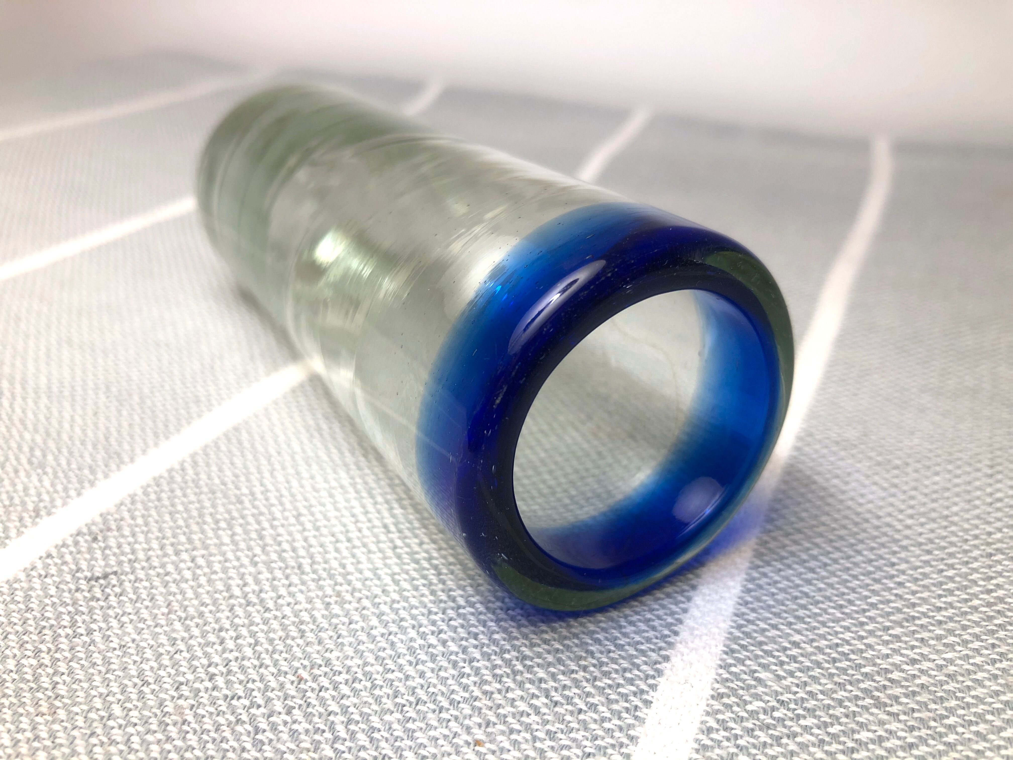 Handmade cobalt blue tequila glasses made of recycled glass