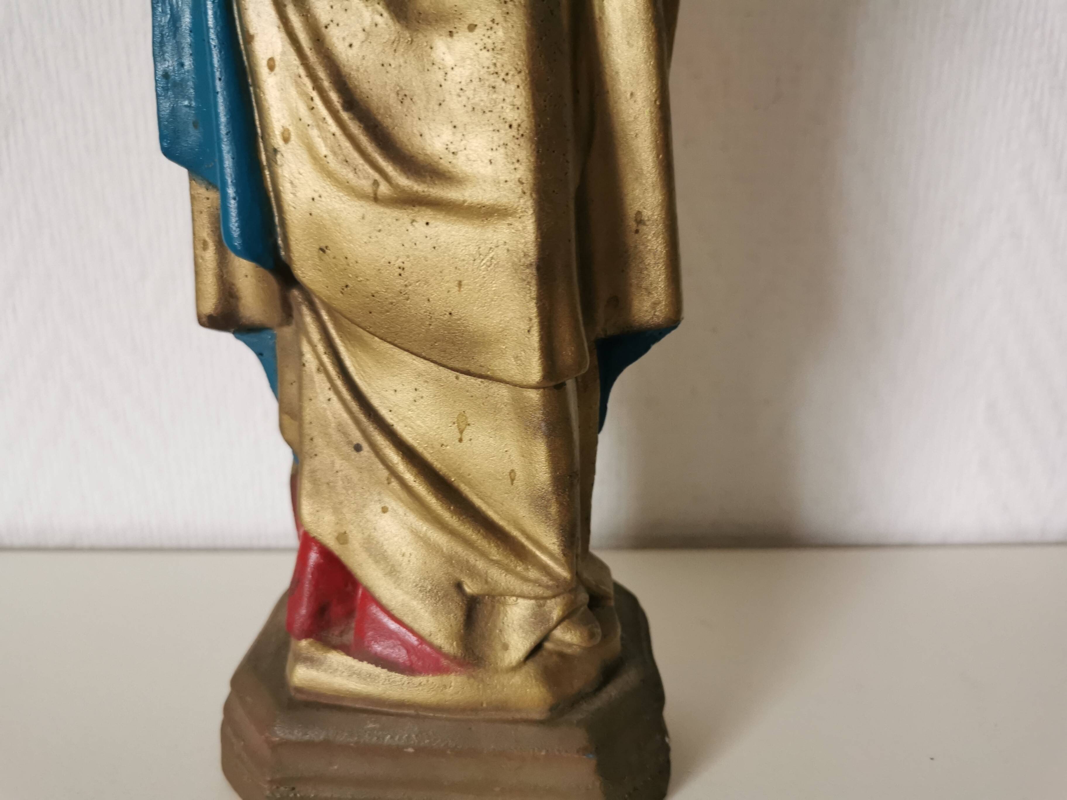 large statue of the Virgin and Child in painted plaster