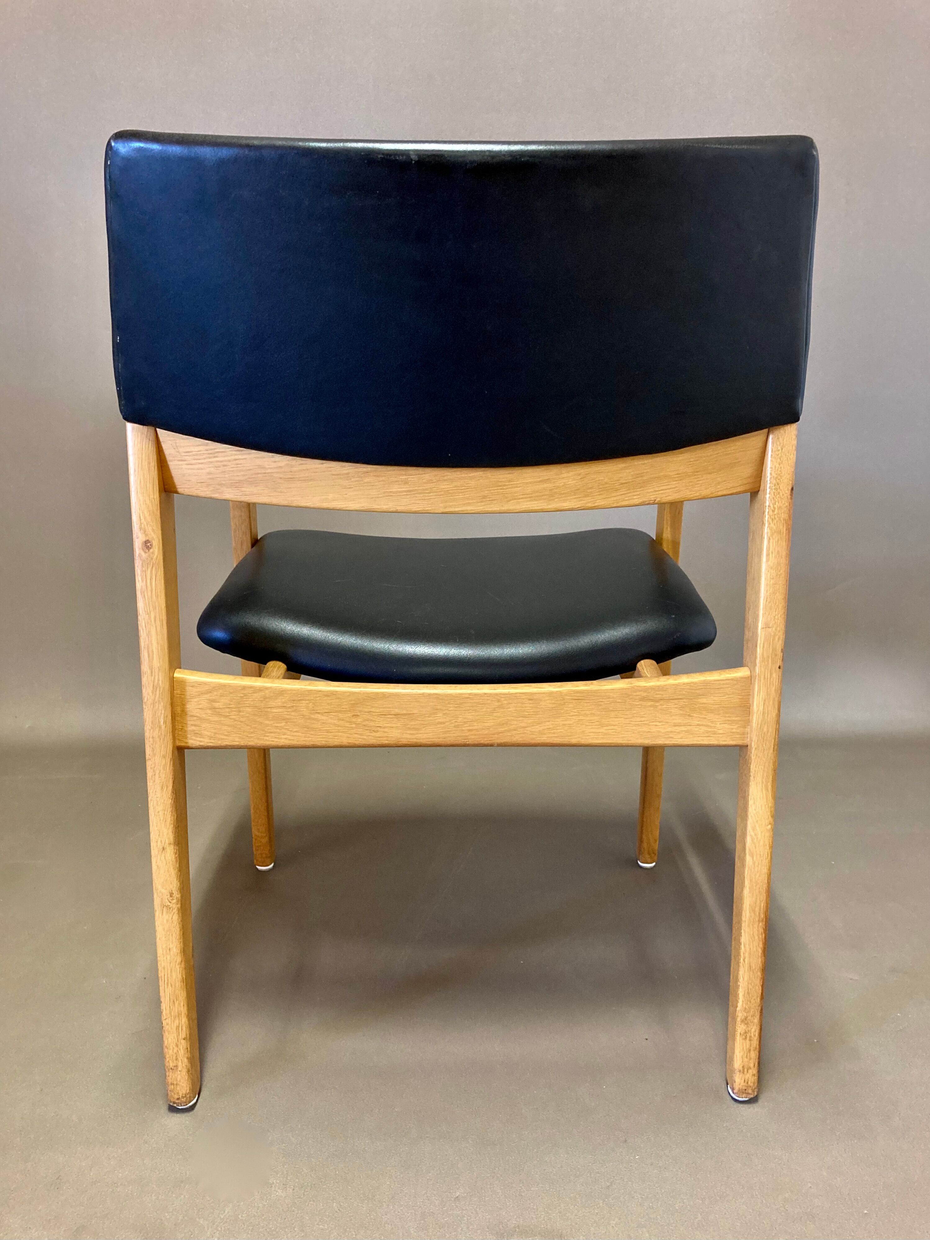 Black leather armchair scandinavian design 1950