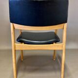 Black leather armchair scandinavian design 1950