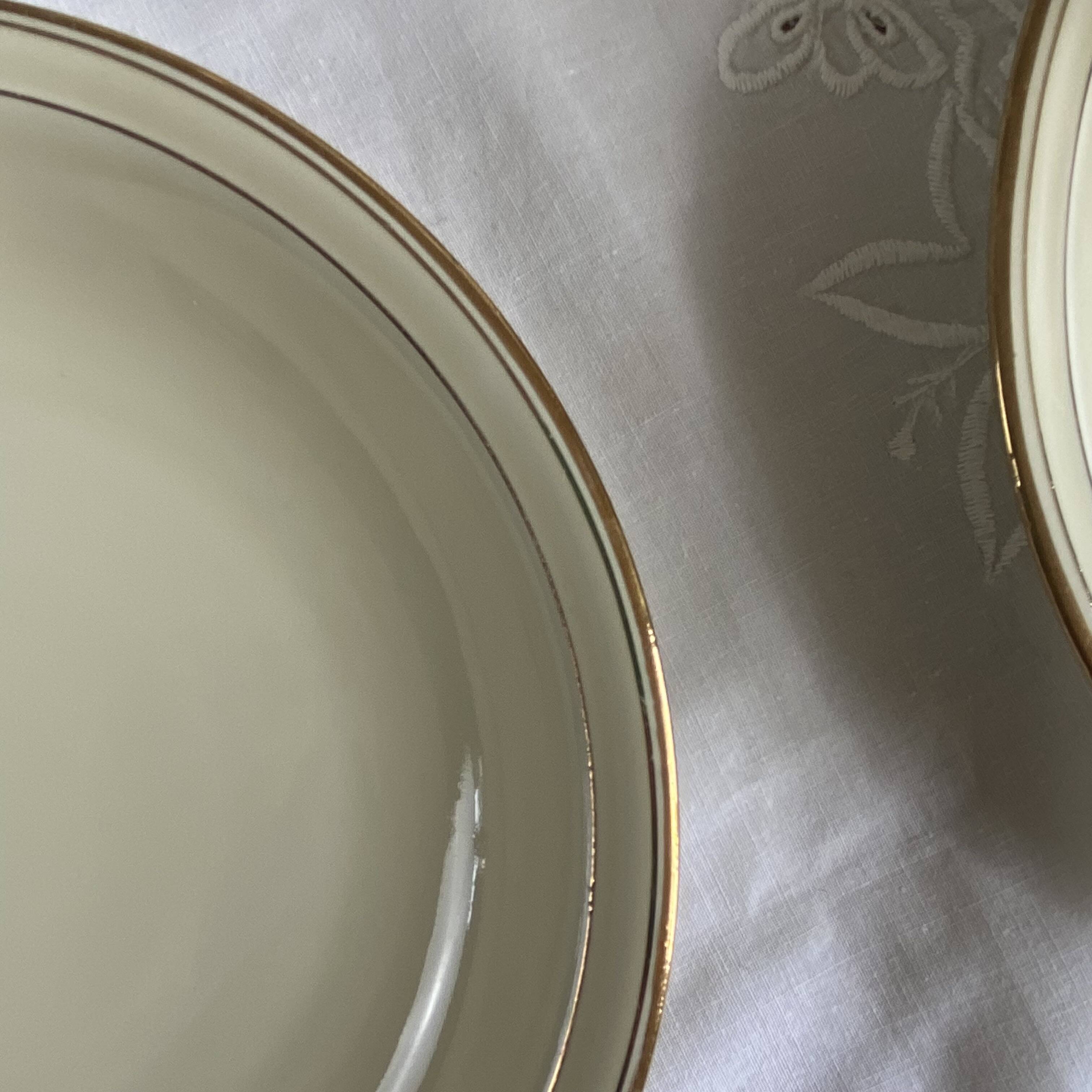 6 deep plates, antique porcelain from Limoges, old royal factory.