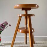 Vintage Solid Beech Screw Stool