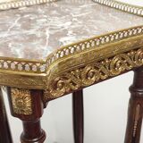 Auxiliary table made of wood, marble and brass, France 1950