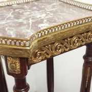 Auxiliary table made of wood, marble and brass, France 1950