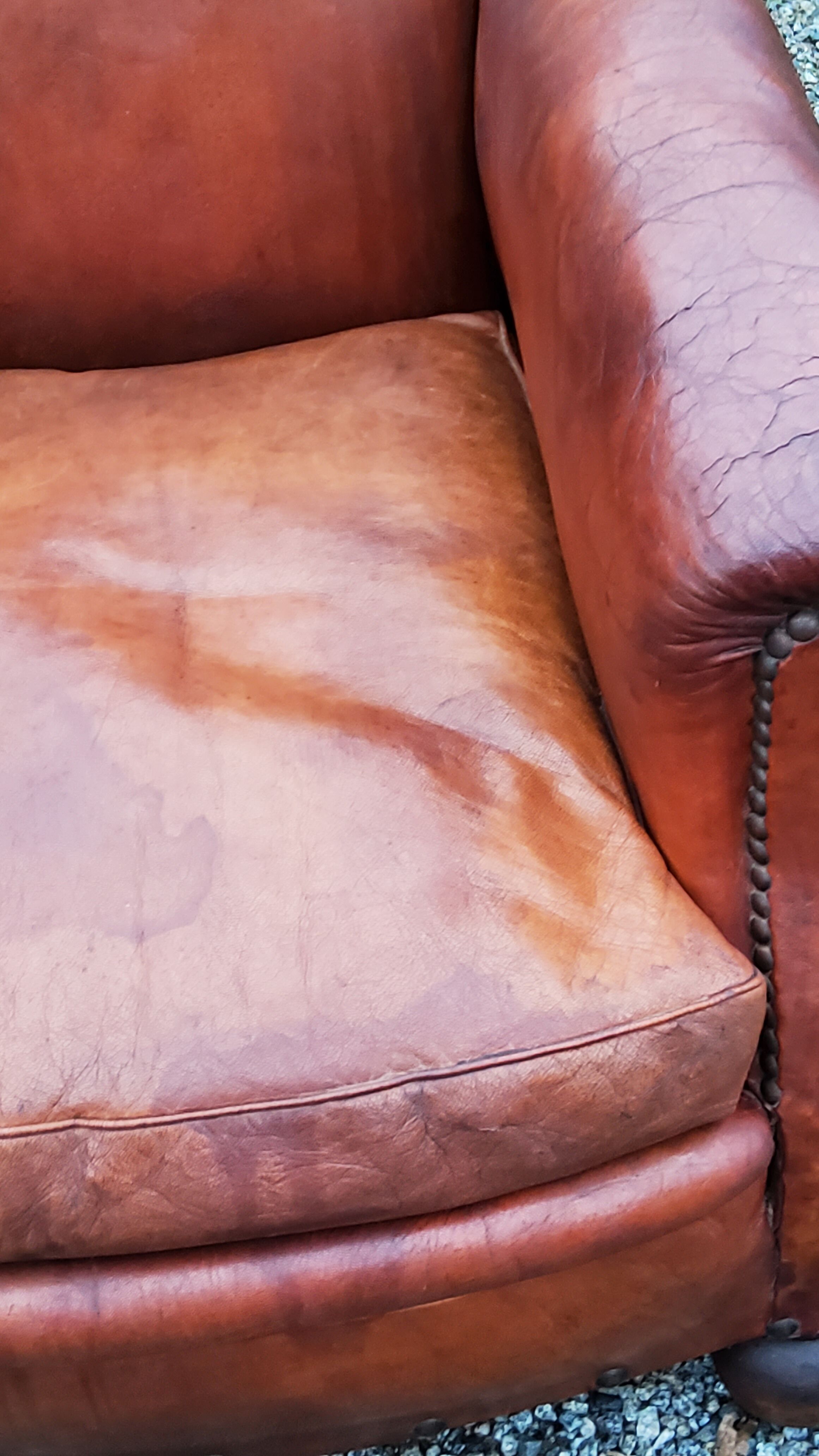 Leather club armchair back mustache from the 30s