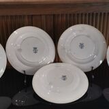 5 assiettes plates en faïence de Longwy modèle "Suzanne" Terre de Fer