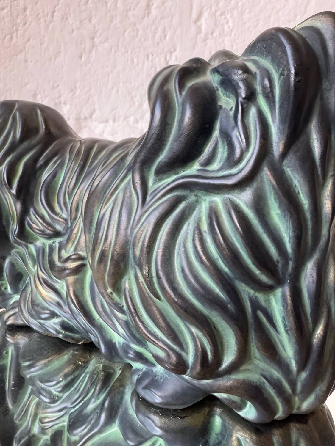 Pekingese dog, ceramic with bronze patina, 1960s