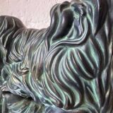 Pekingese dog, ceramic with bronze patina, 1960s