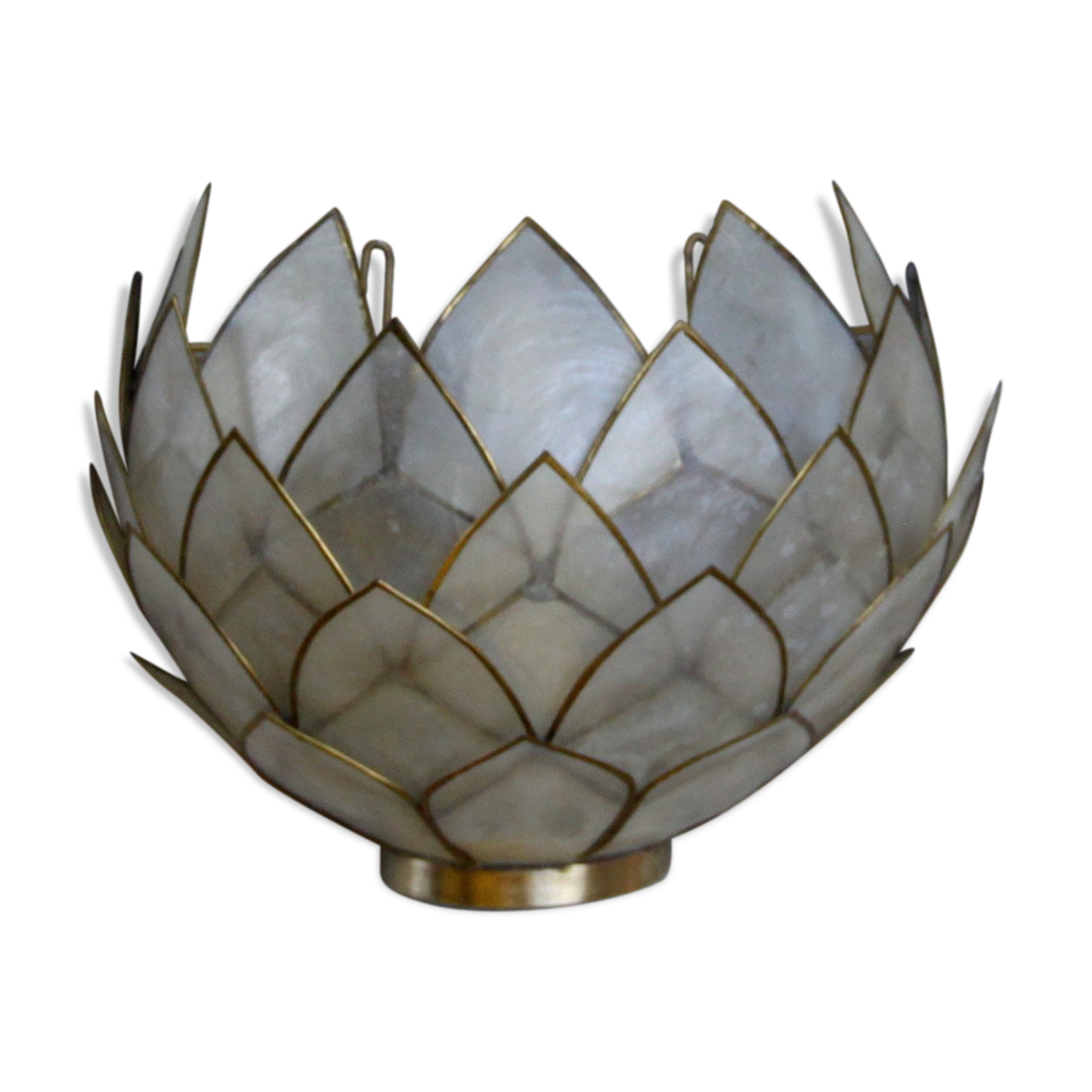 Wall mounted wall light down Pearl and brass, vintage