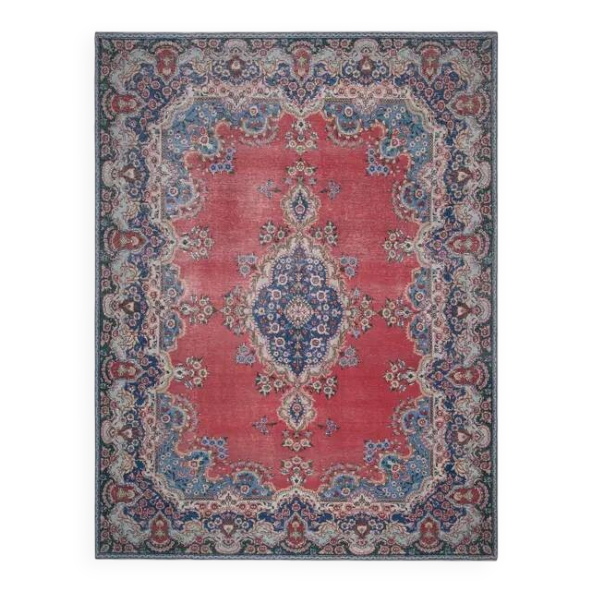 1970s Vintage Persian Handmade Wool Red Oversized Area Rug  295x385