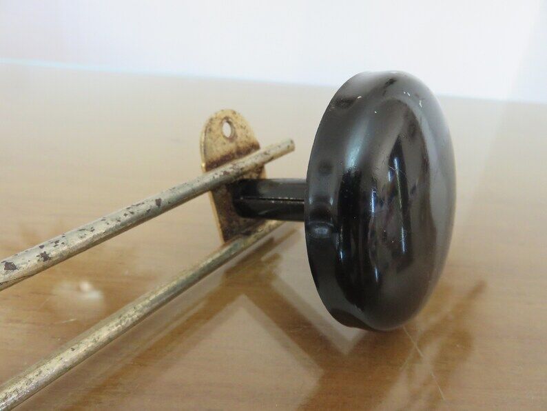Coat rack 2 patères metal gilded and black 50s 60s