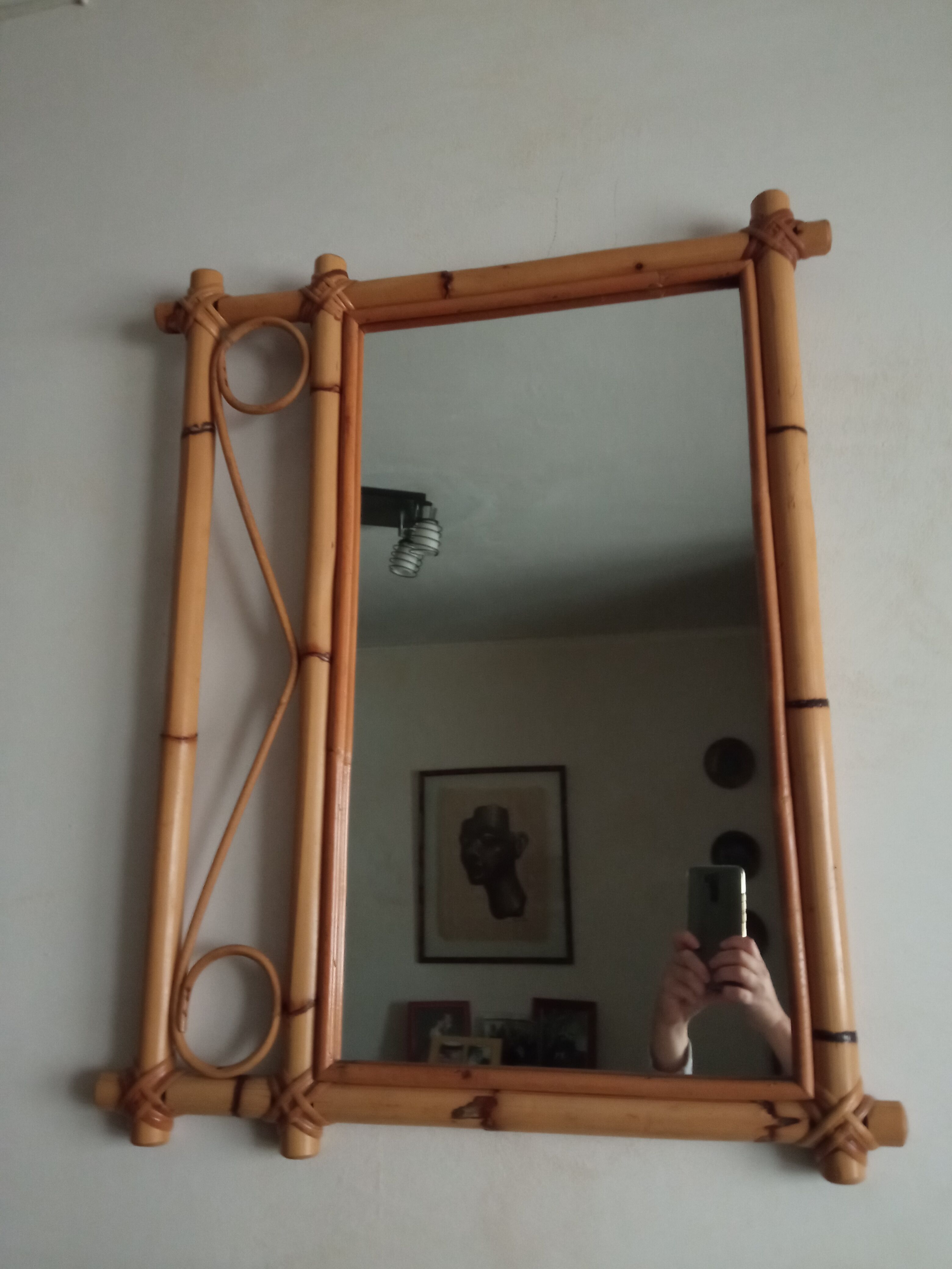 Vintage bamboo mirror