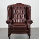 Fauteuil à oreilles Chesterfield en cuir classique et élégant de style anglais