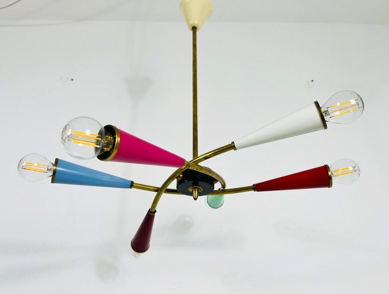 Italian Sputnik chandelier in brass, 1950s