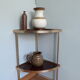 Shelf corner console notch in formica