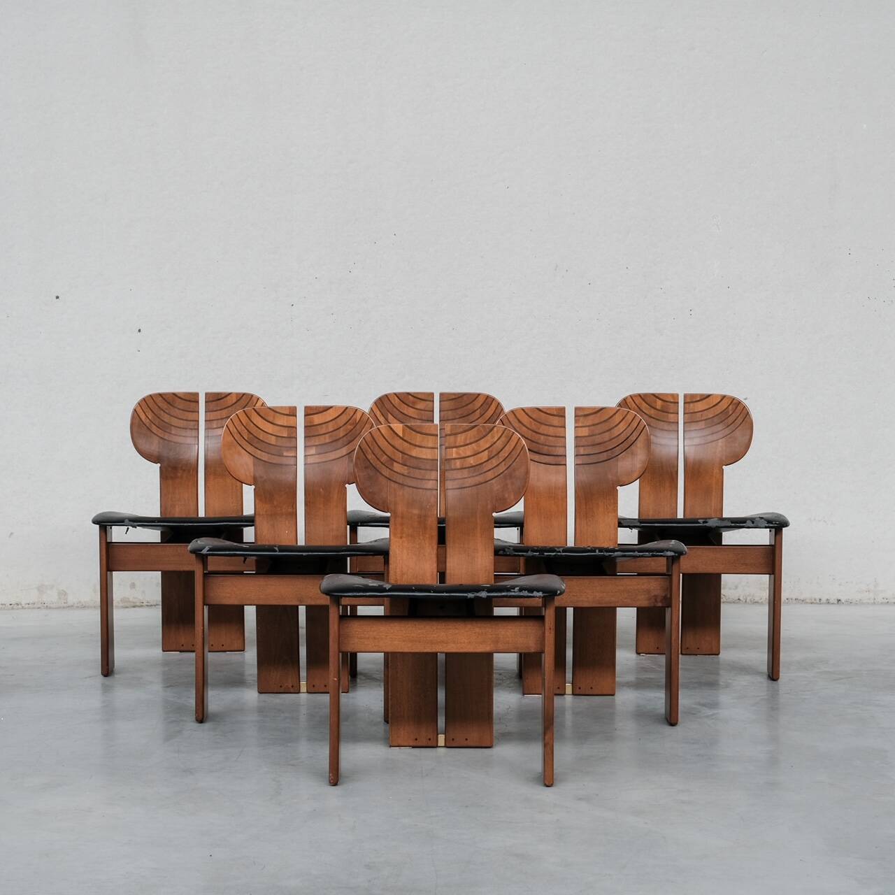Set of Six 'Africa' Mid-Century Italian Dining Chairs by Scarpa
