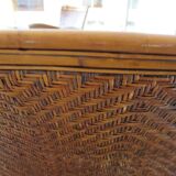 Two-seater banquette in woven rattan, wood and bamboo, 1980s.