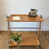 Scandinavian service in beech wood metal and metal upright in 60s