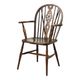 Chaise Windsor ancienne en bois de hêtre et d'orme avec dossier à roulettes, XIXe siècle