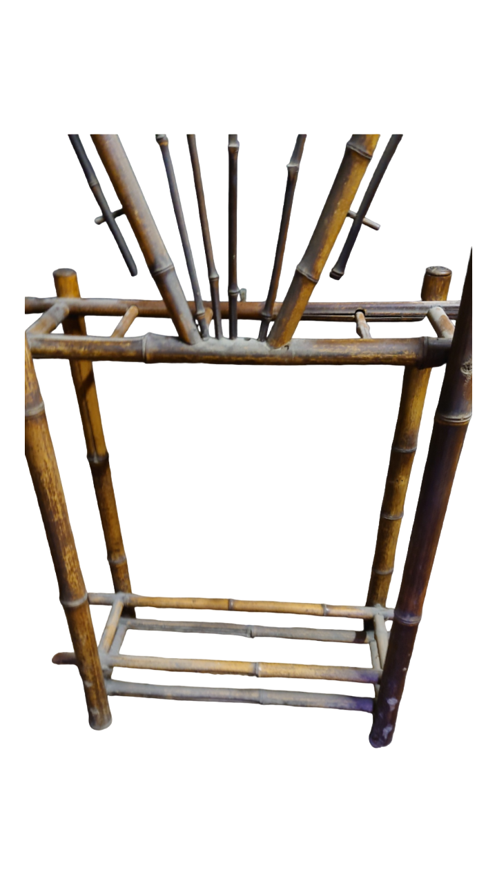 Bamboo coat rack with late nineteenth mirror
