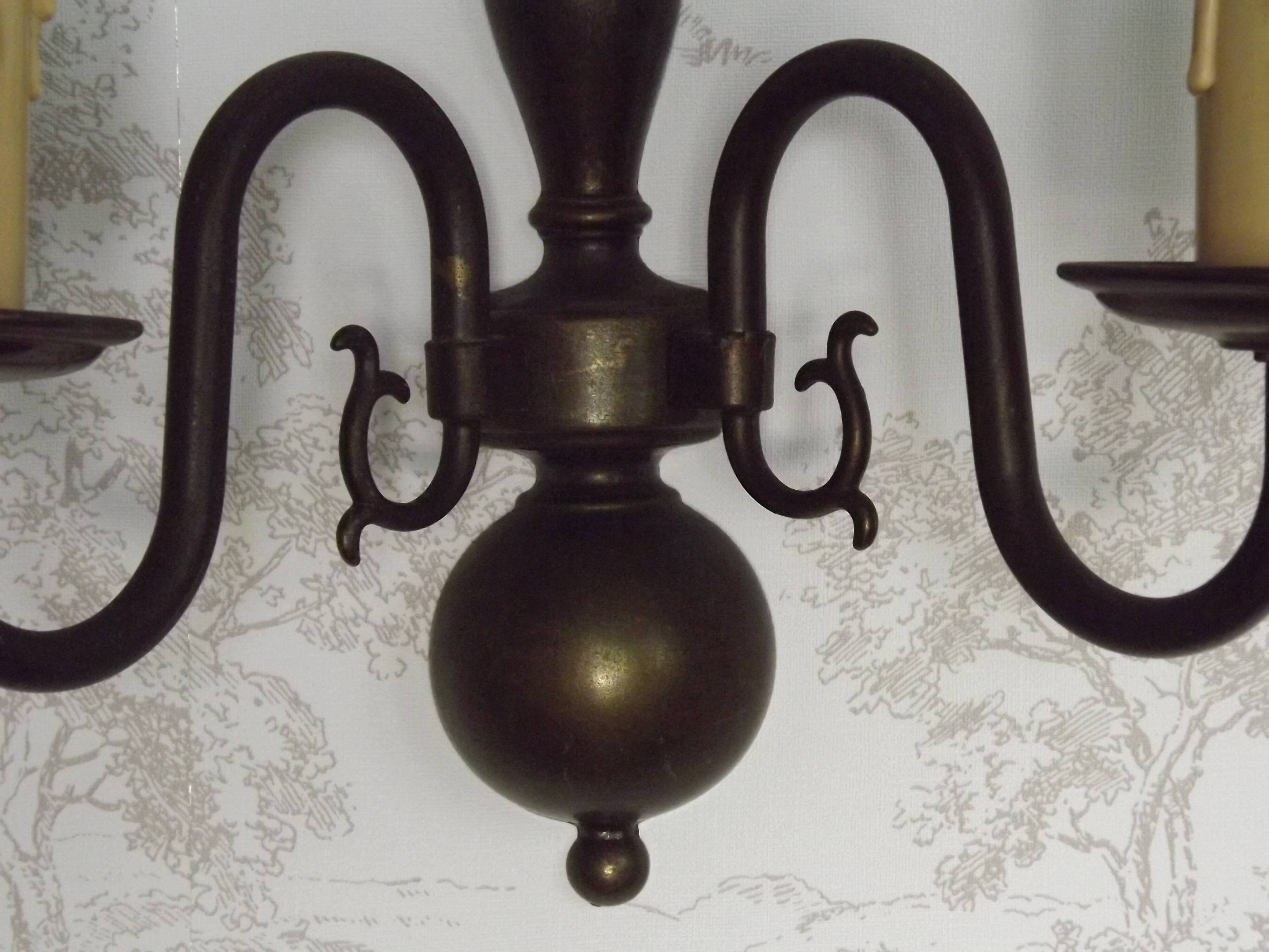 French Vintage Double Light Bronze Vintage Flemish Style Wall Light 5352