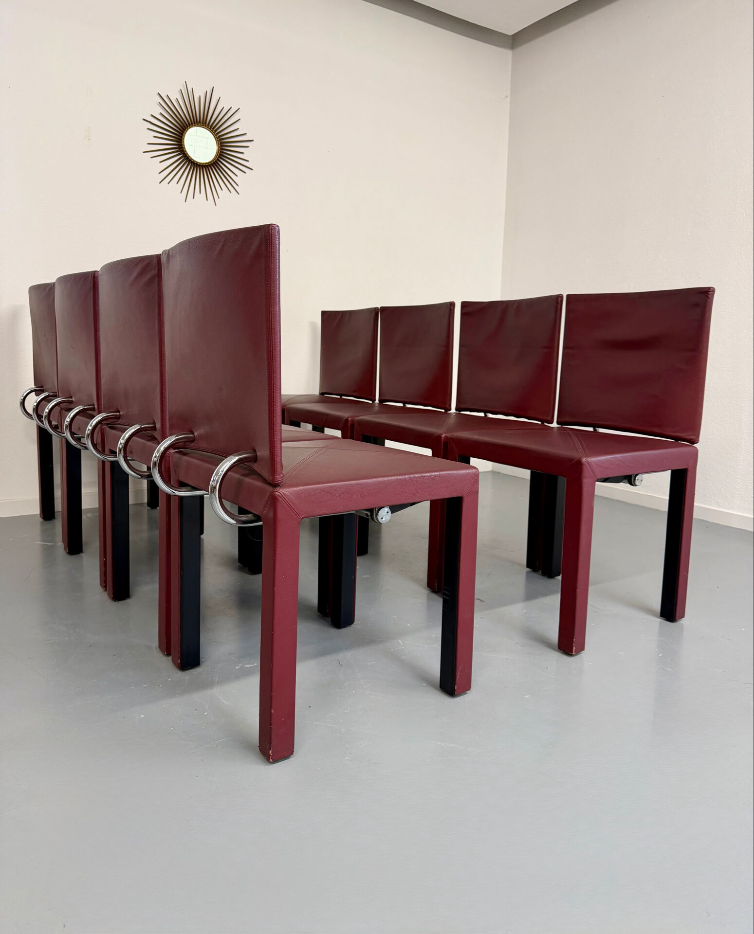 Set of 8 Arcadia chairs designed by Paolo Piva for B&B Italia from the 1980s.
