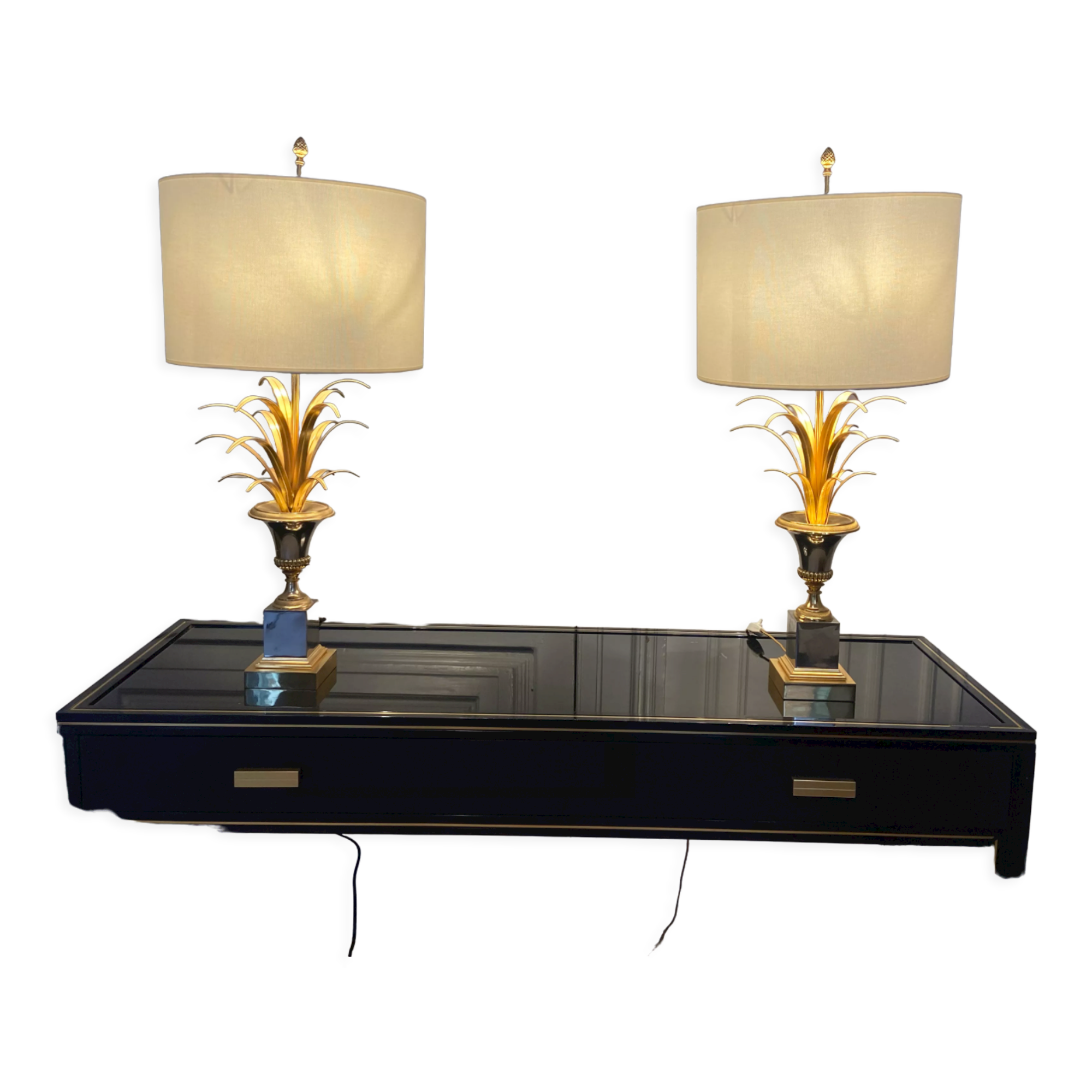 Pair of lamps ears / pineapple by Boulanger, 1970s