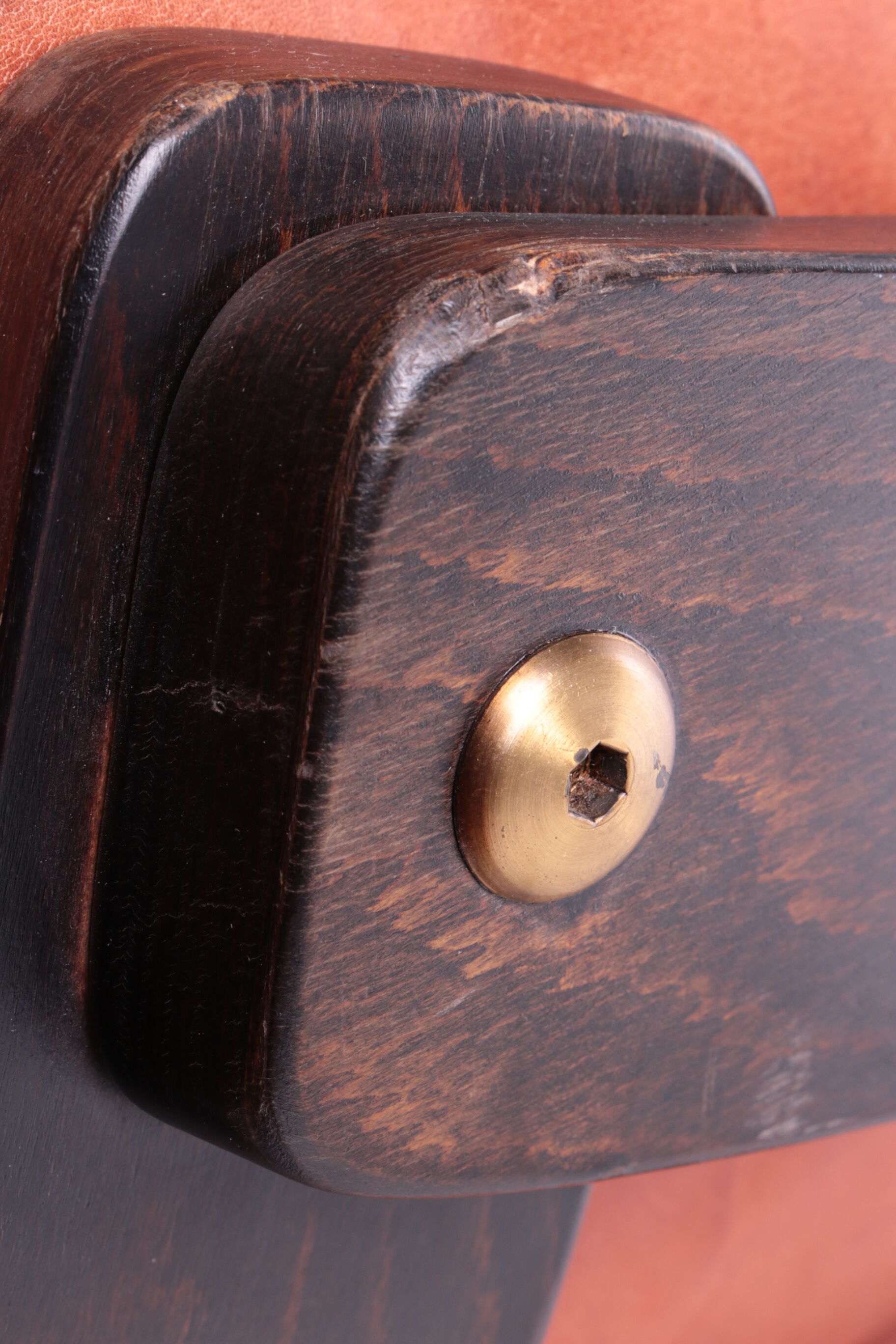 Vintage Brazilian Armchair with Cognac color leather seat cushion, 70s